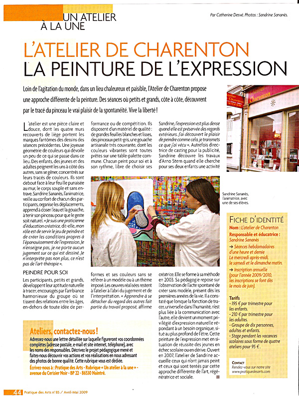 L’Atelier de Charenton dans le magazine Pratique des arts